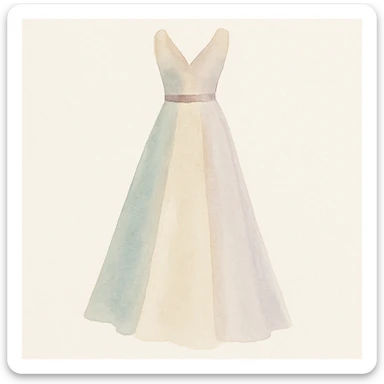 a dress, elegant and flowing, watercolor style sticker