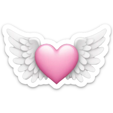 pink heart with angel wings sticker