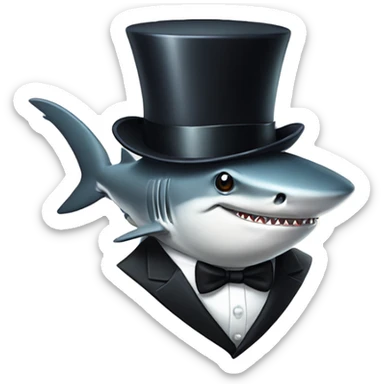 Shark with a top hat and tuxedo and a monocle sticker