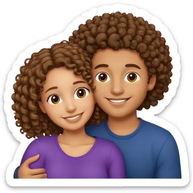 cuddling couple lightskinned male, brownskin girl with curly hair sticker