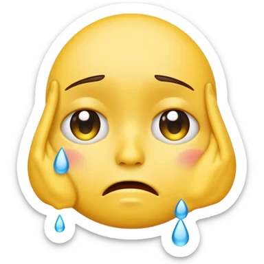 Crying unisex yellow emoji sticker