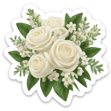 White and cream bouquet with greenery sticker