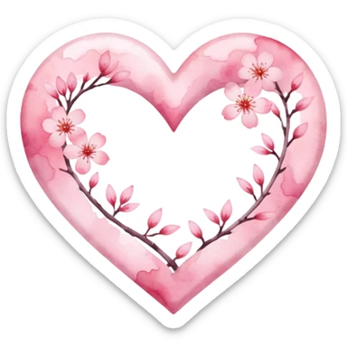 sakura heart with a watercolor effect sticker