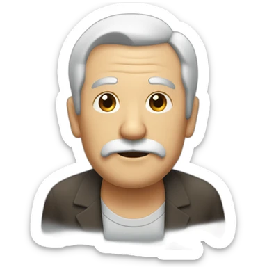 old man with black hair combed to the side with square mustache sticker