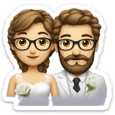 Un homme barbe de 3 jours et une femme mariage lunettes sticker