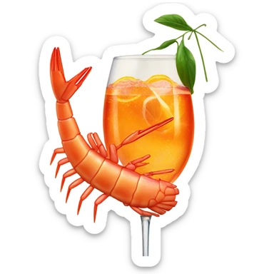 A shrimp having an aperol spritz sticker