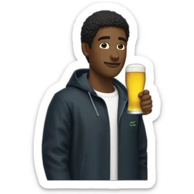 Lacoste black friends man drinking beer with windbreaker sticker