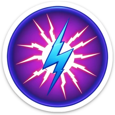 Red and blue lightening in a circle shape with effects like real lightening with purple effects  sticker