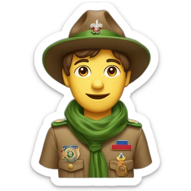 One french boyscout with a campaign hat; brown hat; green neckerchief; europa badge sticker