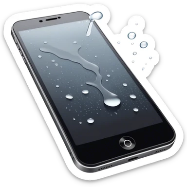 a black phone screen with some white liquid spilt on it sticker