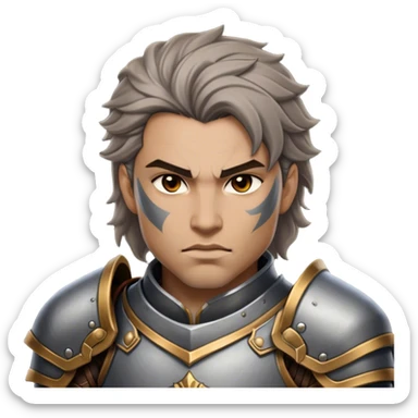 Cinematic Realistic WoW Human Warrior Portrait, depicted with chiseled, determined features and a battle-hardened visage. Clad in intricately detailed steel armor accented with rich leather in consistent hues of grey and bronze, his resolute eyes and natural hair exude unwavering courage. Rendered with lifelike texture and dramatic natural lighting, high shine, noble and valiant, capturing the essence of a legendary human champion of Azeroth. sticker