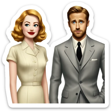 Ryan gosling and Emma stone 1940s  sticker