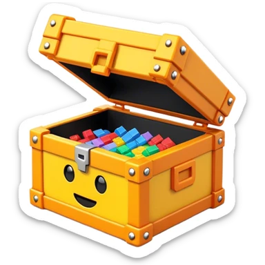Clash of Clans aesthetic: Cinematic Playful Pixel 3D loot crate Emoji, rendered in a 3D vector-style similar to standard emojis with minimal shading and bold, simplified shapes. A compact, distinct form with signature details, softly glowing with a pixelated adventure charm. Simplified yet unmistakably iconic, highly detailed and consistent, glowing with a soft radiance and high shine. Stylized with a touch of classic pixel-art charm and a soft glowing outline, capturing the essence of a beloved gaming relic with a friendly, playful manner! sticker