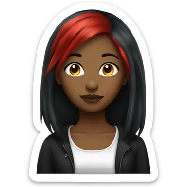 Black Gothic girl with red hair streaks sticker