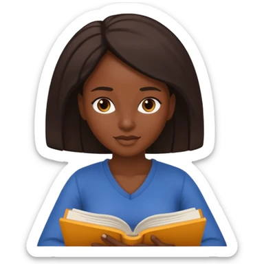 black woman reading a book sticker