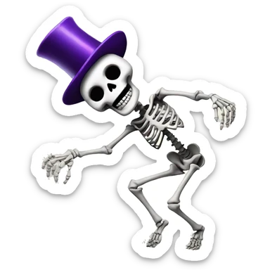 Skeleton dancing with a party hat sticker