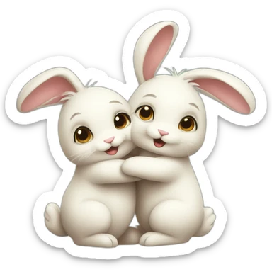 cute bunnies make hug sticker