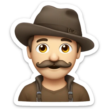 Un homme à la peau métisse, cheveux couleur châtains mis long bouclés, moustache et bouc, qui porte un sweet à capuche blanc..  sticker