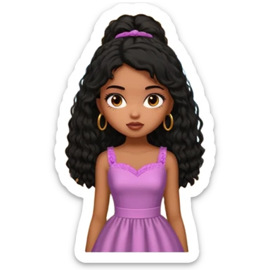 a pretty bratz dusky girl in a train with black shaggy hair sticker