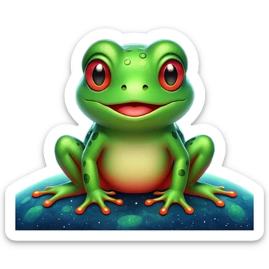 Frog Happy Cute Red Glitter Space sticker
