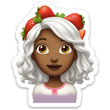 strawberry cake girl with white hair sticker