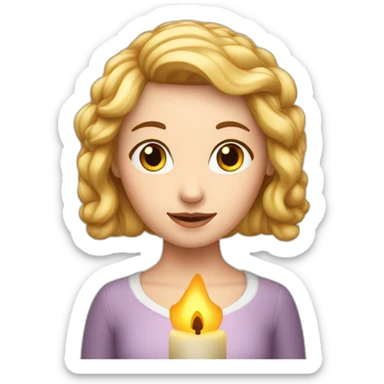 A white girl with a candle on her head sticker