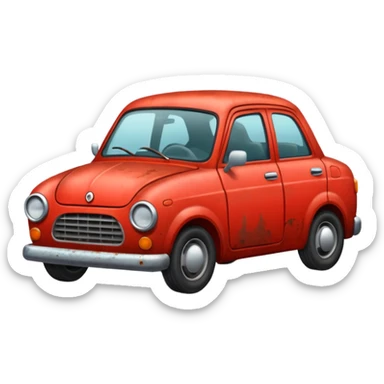 a red crappy car sticker