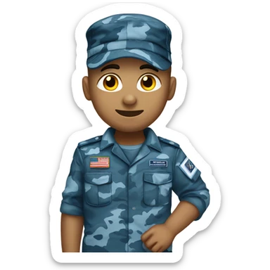 Blue camouflage uniform light skin boy saluting sticker