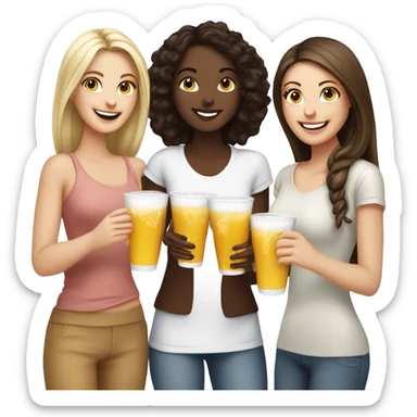 Group of 6 white  girls drinking  sticker
