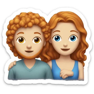Ginger  with blue eyesand brunette with hazel kissing  sticker