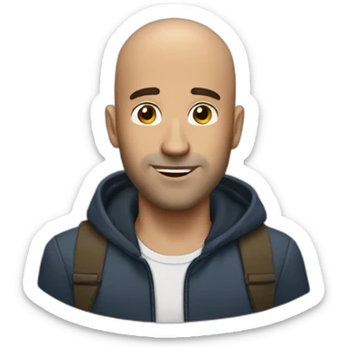 a baldy brunette men sticker