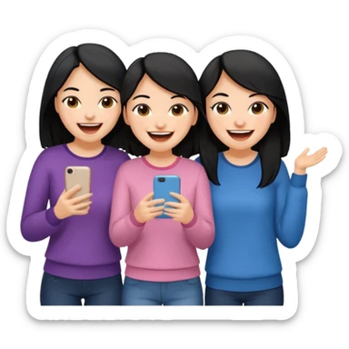 Two brunettes and one black hair girls hanging out  sticker