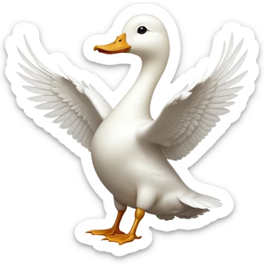 cinematic-[white duck]-realistic-full-body-perched-emoji,-wings-tucked-neatly elegant,-head-tilted-dramatically,-sleek-[white]-feathers,-simplified-yet-realistic-focused-features,-highly-detailed,-glowing-with-an-almost-sarcastic-glow sticker