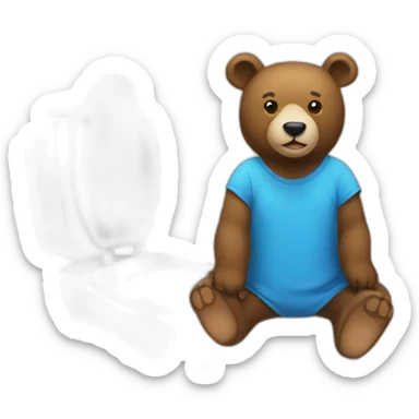 Un ours  sur des toilettes sticker