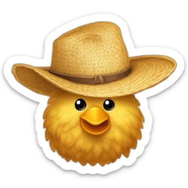 Un fermier avec un chapeau de paille qui porte un panier contenant un poulet sticker