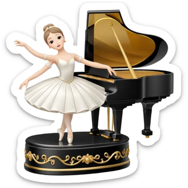 Piano Music Box with Dancer sticker