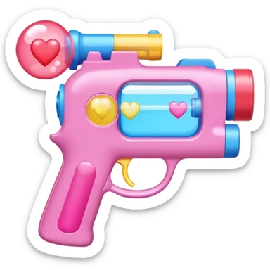 a bubble gun that shoots out hearts sticker