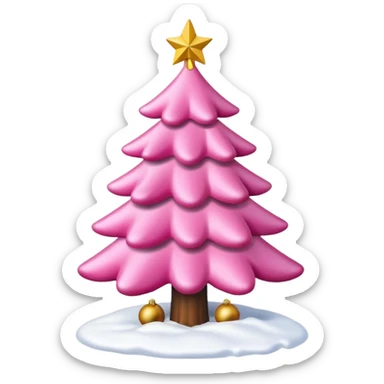 Christmas tree snow pink sticker