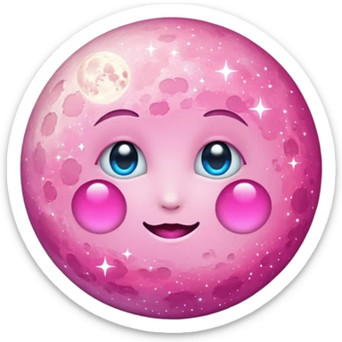 Pink sparkly moon sticker