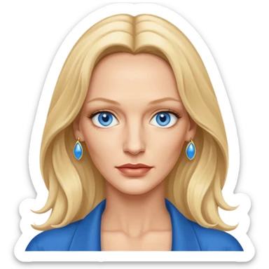 Uma Thurman with blue eyes, long hair sticker