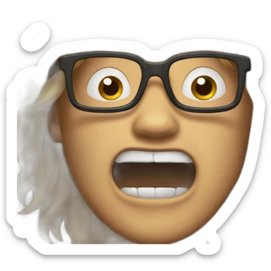 screaming boy with long hair brun glasses long hair sticker