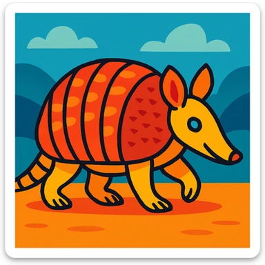 an armadillo, vibrant toon style, walking sticker