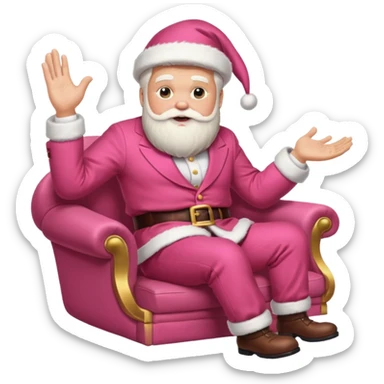 santa claus in a pink suit flying on donald trump sticker