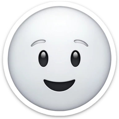 A smooth, white, circular emoji with a glossy and slightly reflective surface. Minimalist and clean design, resembling modern digital emojis. sticker