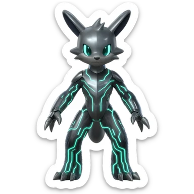 Modern Cyber Lombax-Fakémon-creature, full body sticker