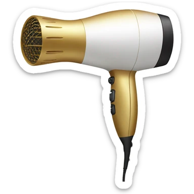 white & gold hair dryer  sticker