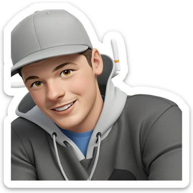 smiling boy in baseball cap sticker