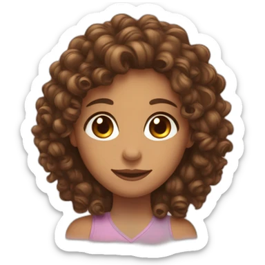 long haired curly brown eyed woman with her two daughters sticker