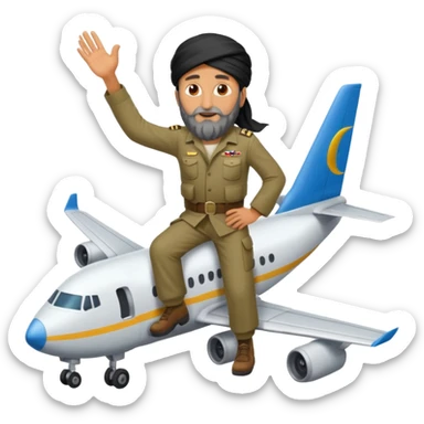 Osama bin Ladin standing on top of a plane with legs sticker