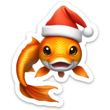 Koi fish with Santa hat sticker